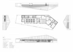 TAKA, kriketový klub Merrion, půdorys a bokorys, výkres