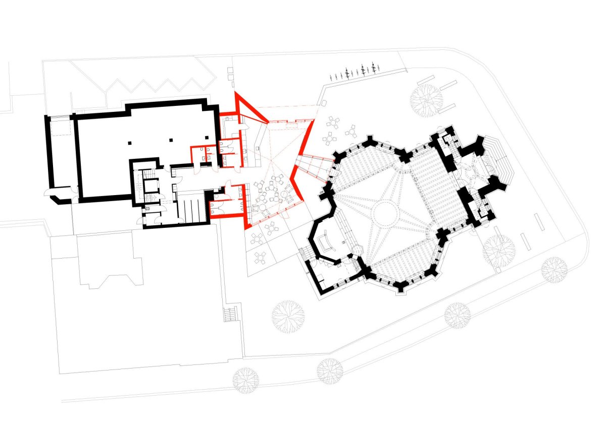 Obnova Červeného kostela, atelier-r: Půdorys 1 NP