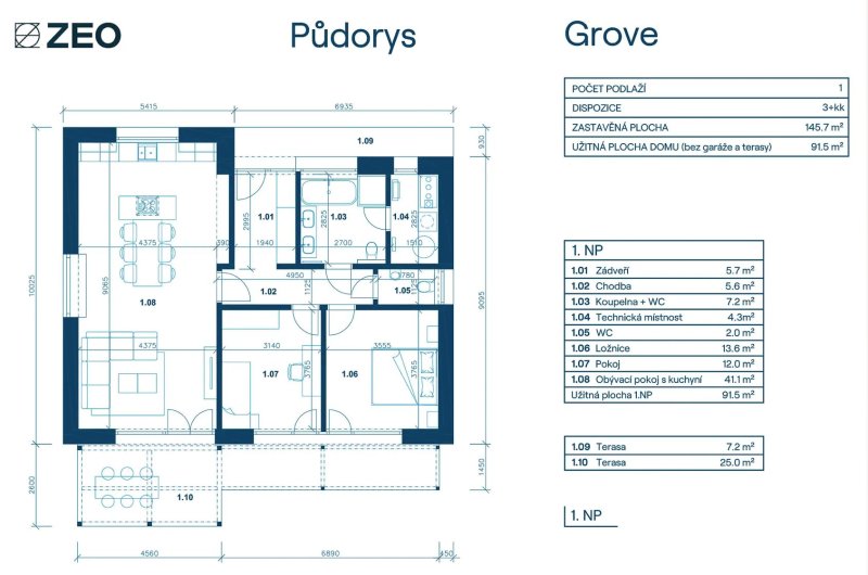 Půdorys 1. NP