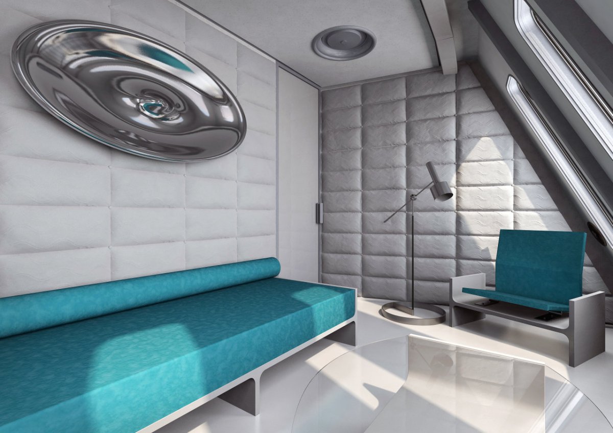 Vizualizace Ještědu - salonek apartmánu ve 4. NP