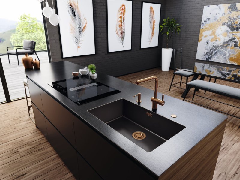 Odsavač par v indukční varné desce Mythos 2Gether Icon Steel od společnosti Franke