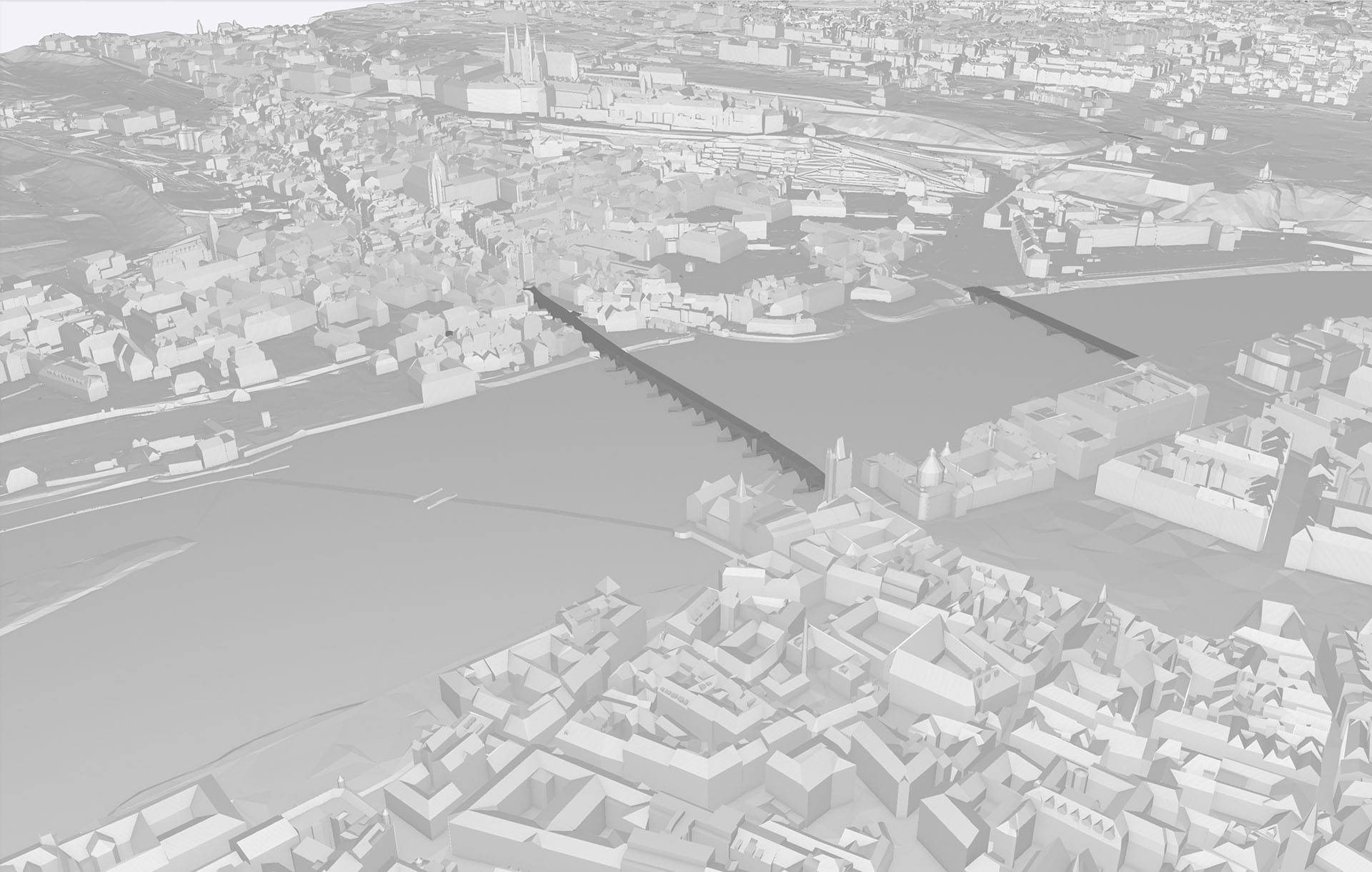 Jednotlivé modely lze zapnout ve společném zobrazení, díky jednotnému počátku (S-JTSK a Bpv) jsou jednotlivé modely mezi sebou navzájem polohopisně i výškopisně zkoordinované - výřez okna ze 3D/BIM nástroje.