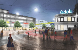 Budoucnost centra Brna, 3. místo: Atelier M1 architekti (CZ), pohled na přednádražní prostor // finalista – foto