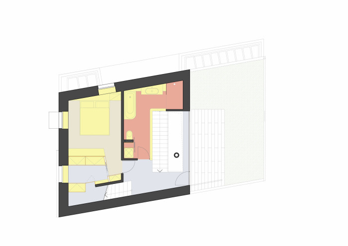 Rodinný dům v Praze 6, RANGHERKA5, Michal Schwarz, půdorys patro