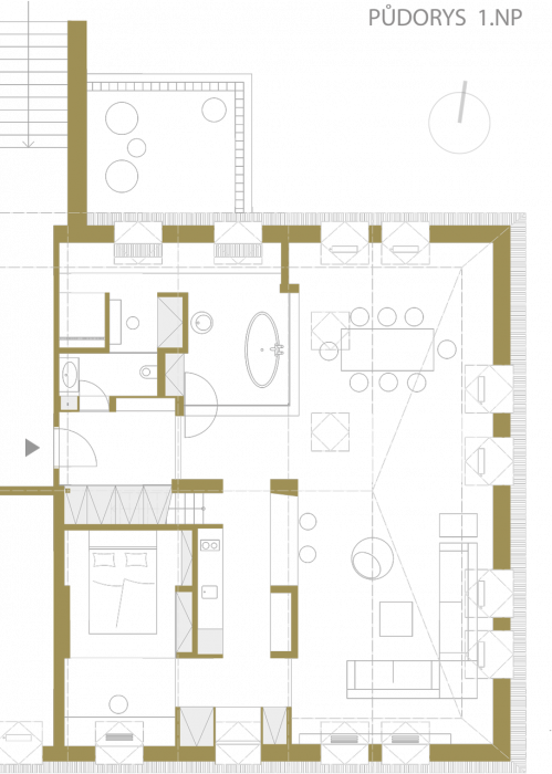 Marek Svoboda, Podkrovní byt Praha 7, půdorys - foto