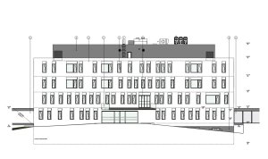 Novostavba II. Interní kliniky a geriatri v Olomouci, pohled SZ, Adam Rujbr Architects