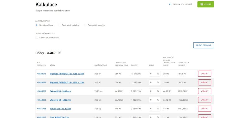 Profikalkulátor Rigips umožňuje přesný výpočet množství materiálu pro sádrokartonové konstrukce.