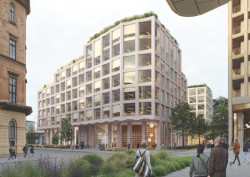 Nová podoba Florence - Vizualizace z ulice Na Florenci směrem k západnímu vstupu do bloku B01