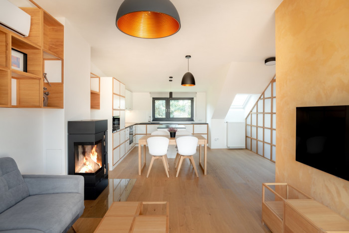 Interiér mezonetového bytu, studio AEIOU