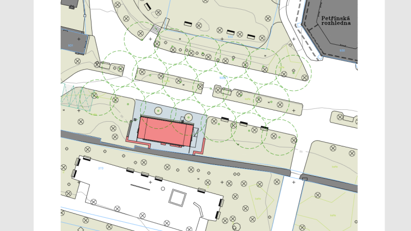 Veřejné WC Petřín, situace, DESIGN Arcom