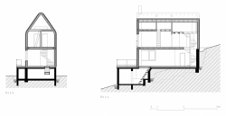 studio NEW WORK, Chata v Zadní Telnici, příčný a podélný řez – foto