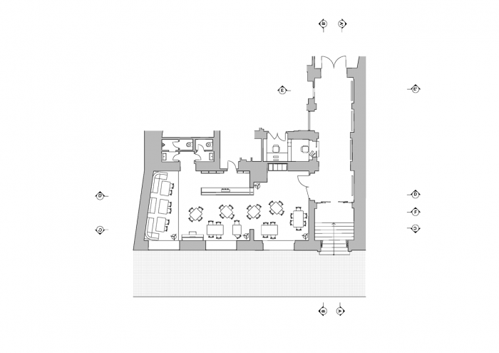 DDAANN, Divadlo Pod Palmovkou, vstupní prostory, půdorys – foto