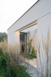 Ivo Stejskal proto říká, že se obyvatelé ven dívají přes "zelený filtr". (Dům s atrii v Nedvědicích, AOSI)