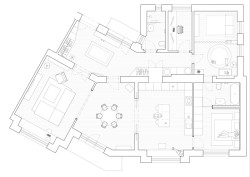 Půdorys (Byt ve vile v Praze-Malvazinkách, Kateřina Hodková)