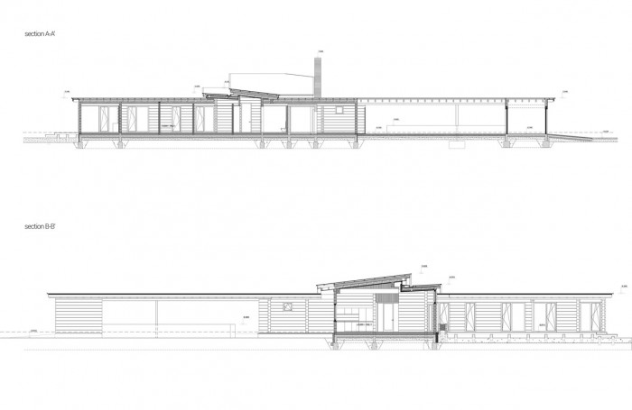Residence RR - Honka Kersko, řez objektem, monom