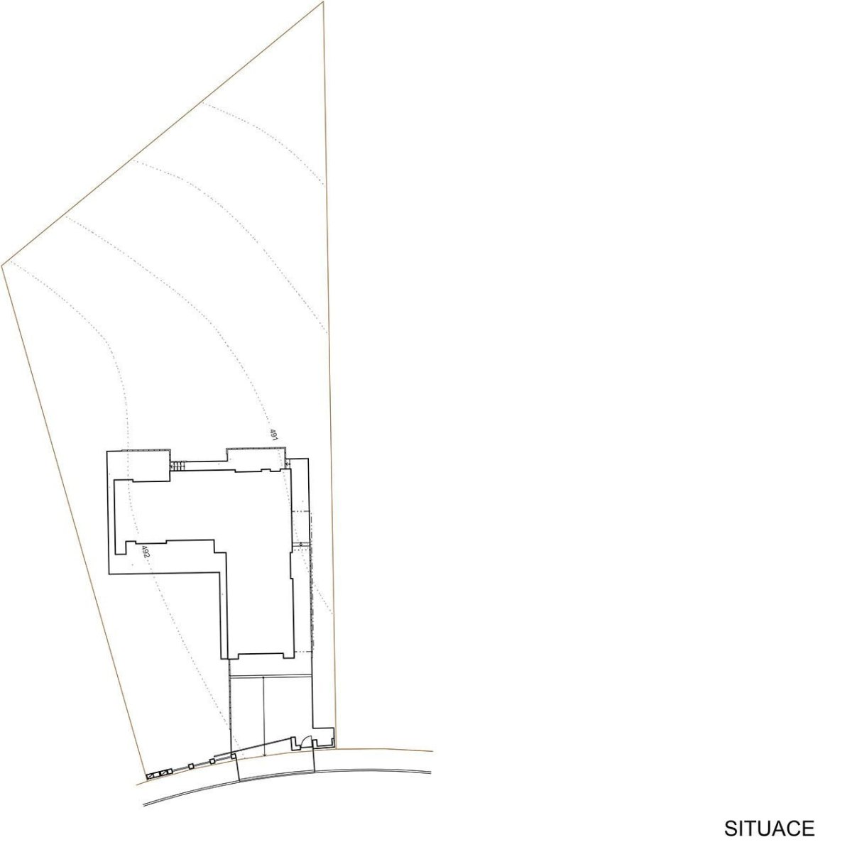 ROSA – ARCHITEKT / Ing. arch. Michal Rosa, Ing. arch. Martina Rosová, Dům na Červeném Kopci - situace