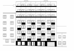 Bytový dům Domino,pohled z ulice,  Atelier RAW