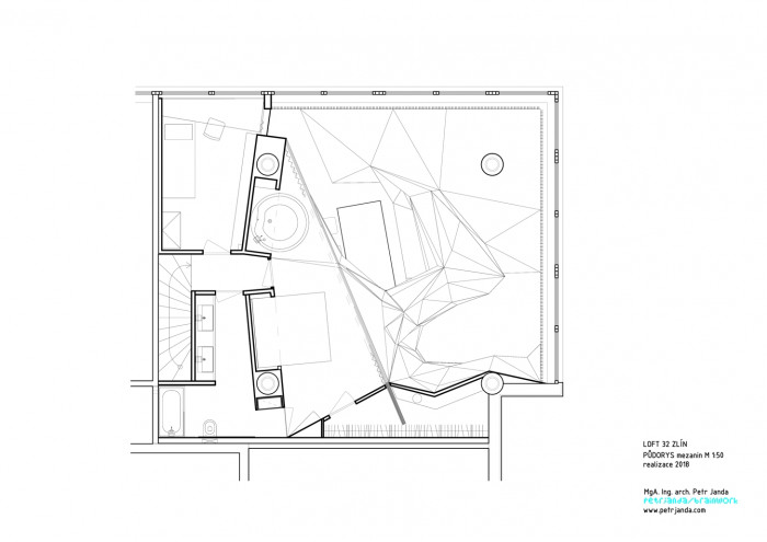 Loft 32 Zlín, půdorys 2np, petrjanda/brainwork
