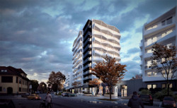 Meridiem:&nbsp;Polyfunkční komplex 4 domů v&nbsp;Brně Komárově. Stavba je navržena jako polyfunkční objekt. Objekt je kompletně propojen prvním podzemním podlažím kde se nachází parkovací a odstavná stání. Dané podlaží umožňuje jednoduše provozně, technicky i fyzicky propojení objektů A1, A2, A3 a objektu B. Dá se konstatovat spojení všech 4 objektů přes jednu společnou platformu, v které je umístěno technické zázemí. Dominantou návrhu je objekt A2, který má 13 pater. Boční objekty A1 a A3 jsou sedmipodlažní. Využití objektu B bude čistě pro komerční účely. Objekt B má za účel navázat na stávající území doplnit ho zkvalitnit funkci služeb v daném území a vytvořit jaký si filtr pro objekt A. Pro budoucí rezidenty vznikne v&nbsp;zahradě objektu dětské hřiště a jezero.