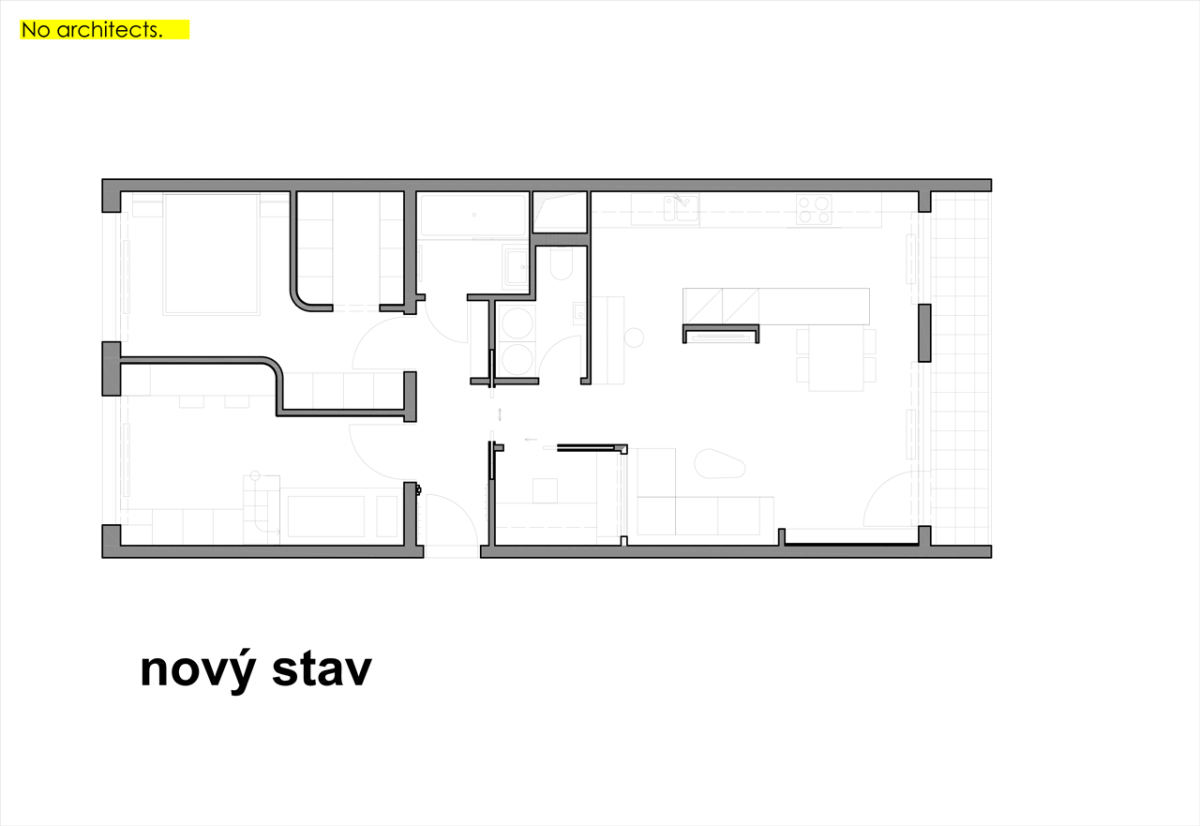 No Architects, Byt s pracovnou, půdorys nový – foto