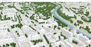 3D model města Ostravy v rozhraní aplikace ArcGIS