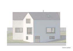 Pohled severní (Rodinný dům v Klokočné od ateliéru Chrama)