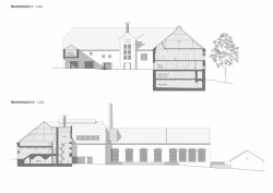 Rekonstrukce pivovaru v Kamenici nad Lipou, řezy, OTA ateliér
