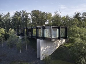 Vila Sidonius se vznáší nad terénem a jezdí se do ní výtahem. Díky tomu si majitelé mohou užívat výhledů i slunce. Porota jej ocenila právě za to, že "maximálně využívá potenciál pozemku." Autory jsou Stempel Tesař architekti.
