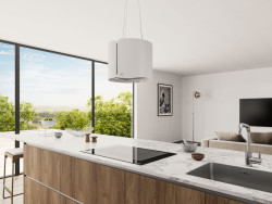 Smart - ostrůvkový lustrový odsavač par, matný bílý povrch