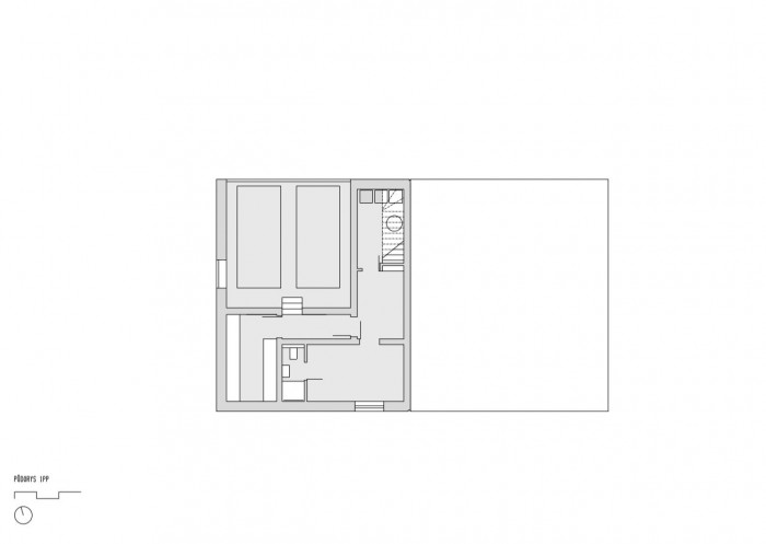 Rodinný dům Praha - Čimice, půdorys 1pp, Machar & Teichman