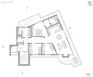4a architekti, Vila Engel, půdorys 3. NP (nástavba) – foto