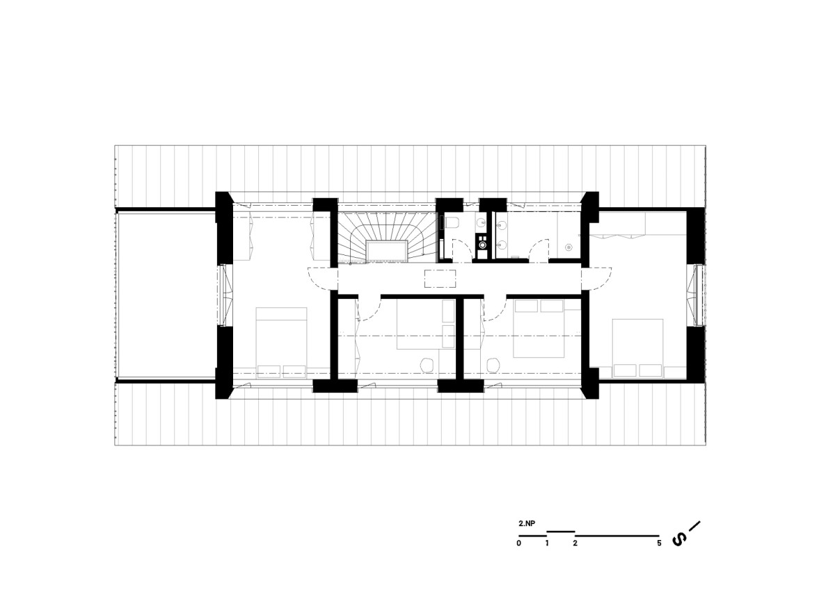 Půdorys 2.NP (Šumavská chalupa; Atelier VAS)