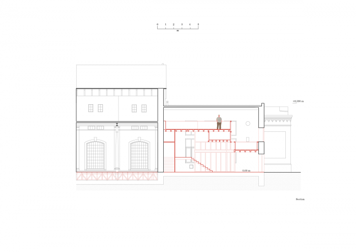 Enotéka - vinný bar a degustační prostor ve Znojmě, Chybík+Krištof, řez
