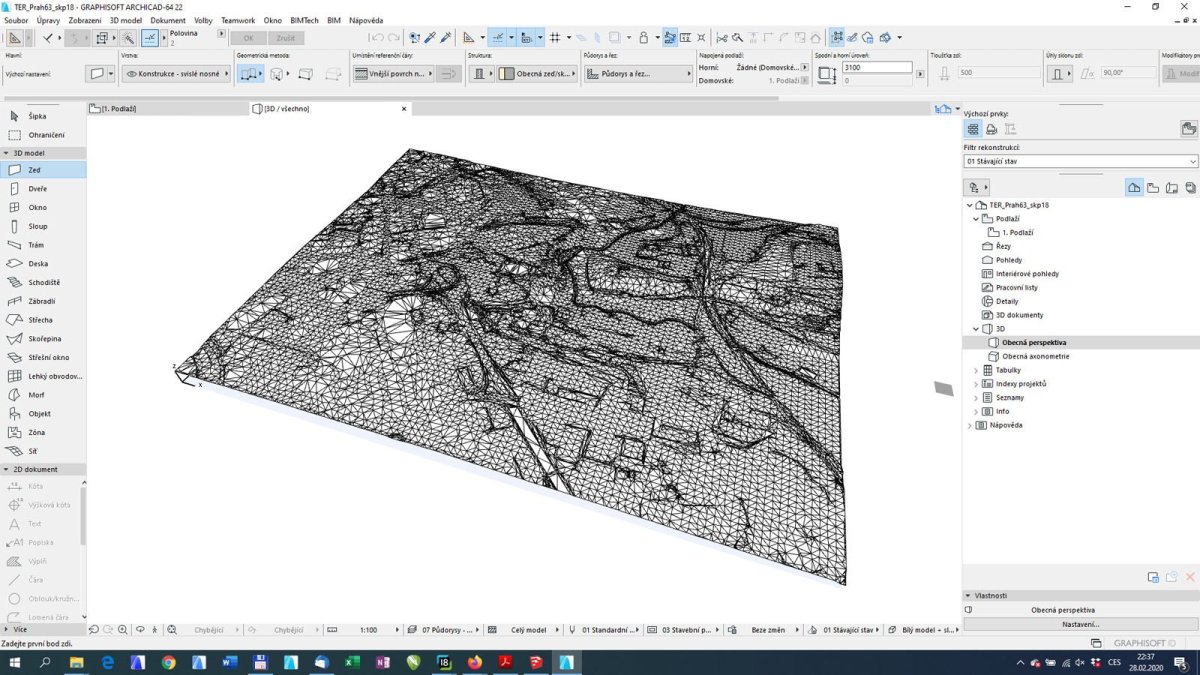 Terén ve formátu *.skp (Sketchup) po importu do Archicadu.