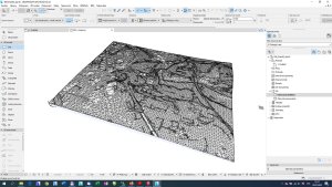 Terén ve formátu *.skp (Sketchup) po importu do Archicadu.
