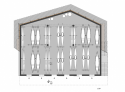 Loděnice Karloveské rameno v Bratislavě, OFFICE110 architekti, půdorys 1 PP