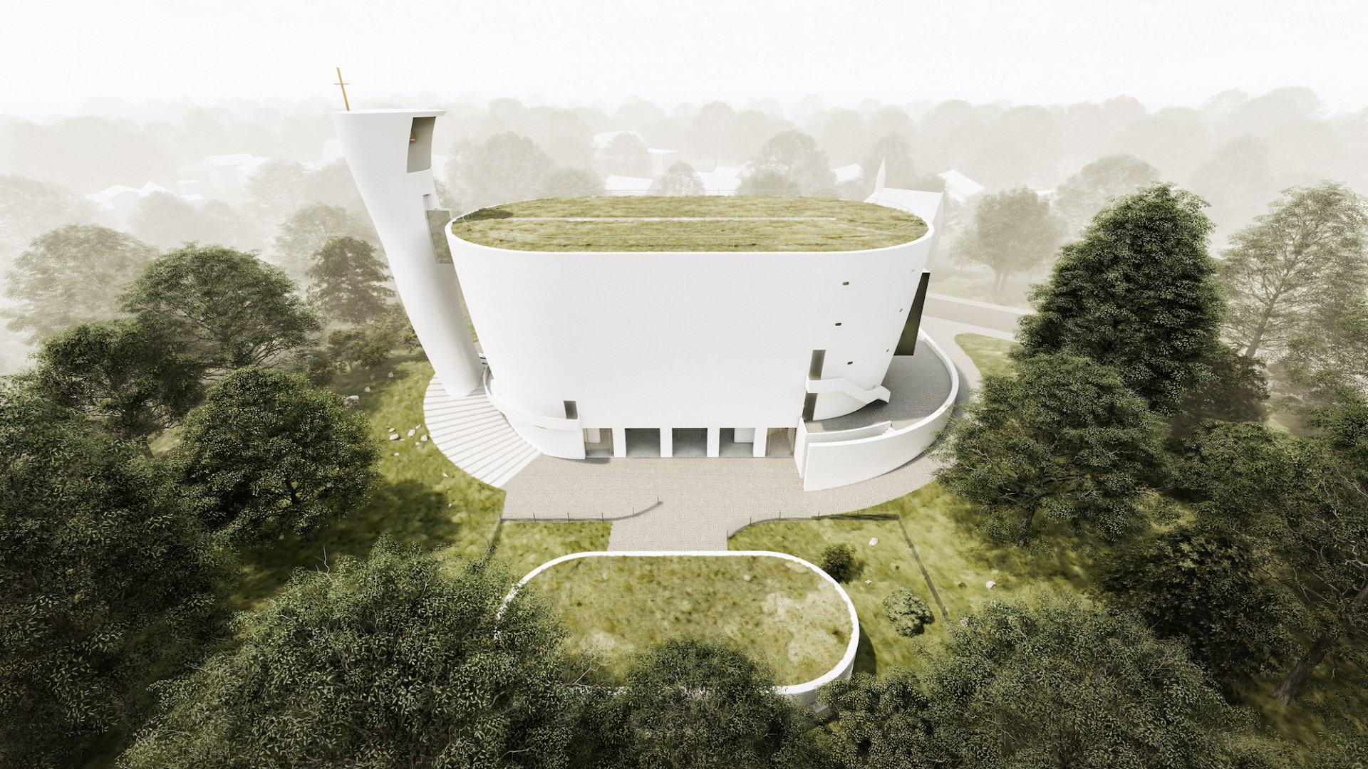 Vizualizace kostela pro Neratovice od Fránek Architects