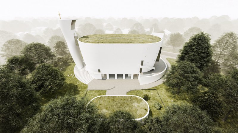 Vizualizace kostela pro Neratovice od Fránek Architects