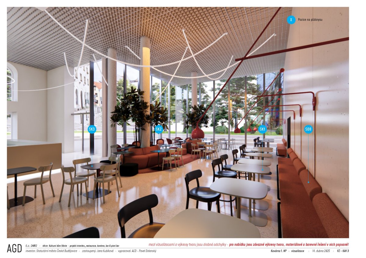 Nová verze restaurace KD Slavia podle projektantů Metrostavu