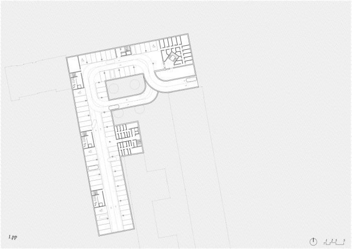 Bytový dům v Karlíně, půdorys 1pp, Barbora Červeňová