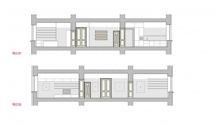Rekonstrukce bytu v Brně, řezy, Archanti