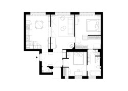 Půdorys (Byt Mariánska v Bratislavě, NOIZ architekti)