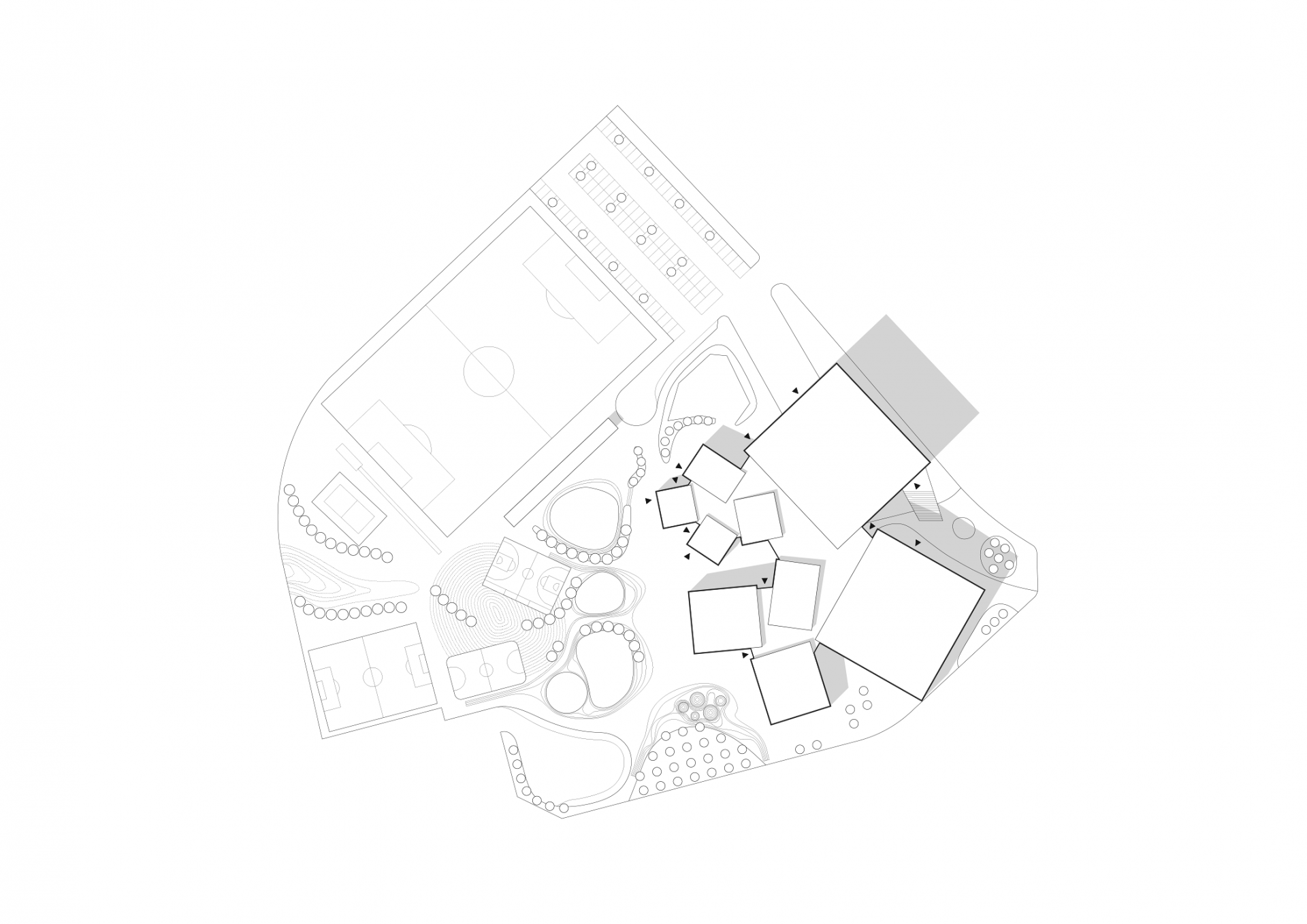 Esa Ruskeepää, škola v Opinmäki, situace, výkres