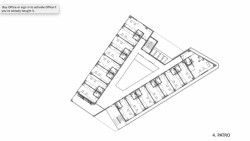 Návrh studentského bydlení v Holešovicích, půdorys, Eliška Ptáčková.