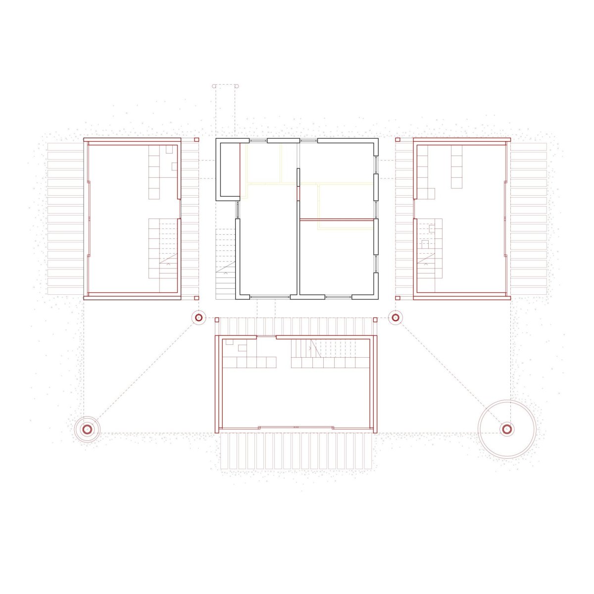 Rodinné komunitní bydlení ve Villy, Madeleine architectes, Studio François Nantermod: Půdorys 1NP