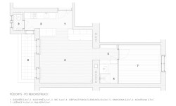 Rekonstrukce bytu v Praze-Nuslích, studio Collarch: Půdorys po rekonstrukci