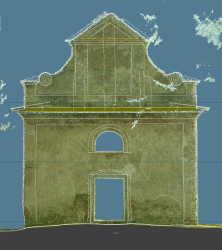 Průčelí kaple sv. Anny - kombinace mračna bodů a vektorizované kresby
