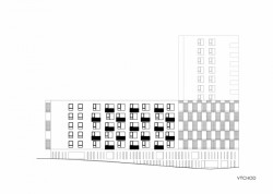 Bytový dům Na Sylvánu v Plzni, PRO-STORY, východní fasáda