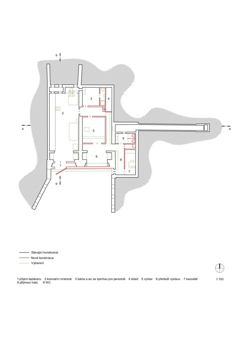 Zvířecí krematorium Věčná loviště, Petr Hájek ARCHITEKTI, půdorys