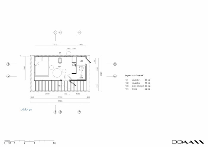 Chatka pro rekreační použití DONE, DDAANN/ Daniel Baudis, Daniel Rohan, půdorys